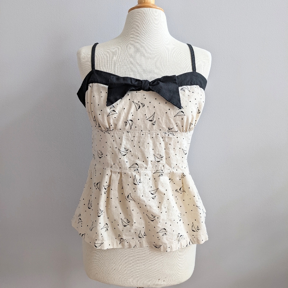 Urban Outfitters Retro Sailboat Top with Bow Large